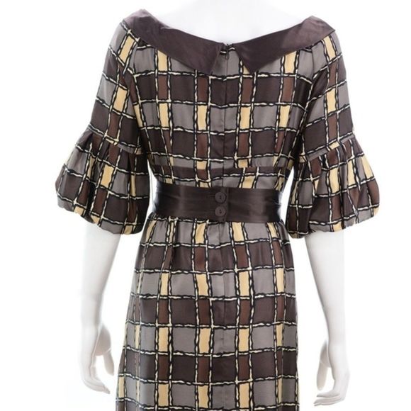 NANETTE LEPORE BROWN SILK DRESS SIZE 8 - Picture 5 of 6